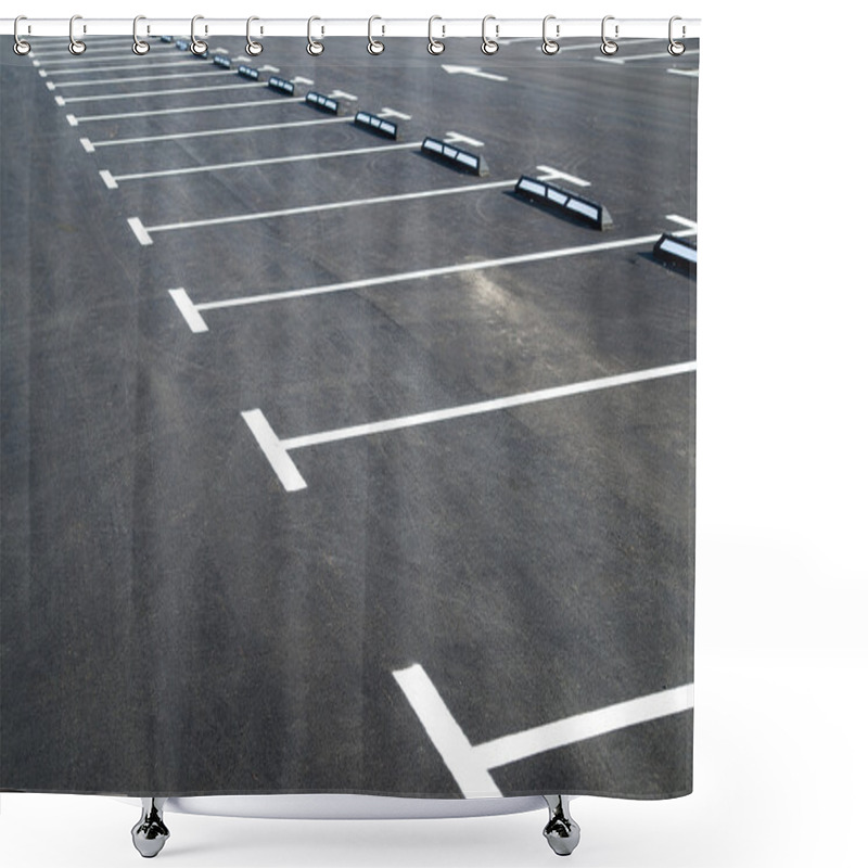 Personality  Markings On Asphalt Pavement Indicating Parking Spaces Shower Curtains