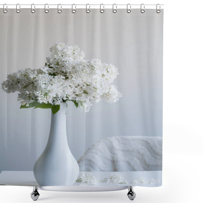 Personality  Vase With White Lilac Shower Curtains