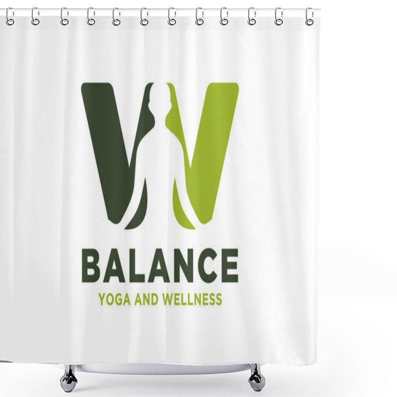 Personality  Vector W Initial Logo With Yoga Design Concept Shower Curtains