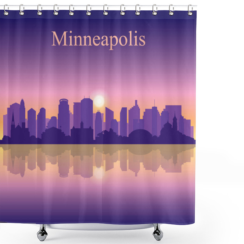 Personality  Minneapolis City Silhouette On Sunset Background Shower Curtains