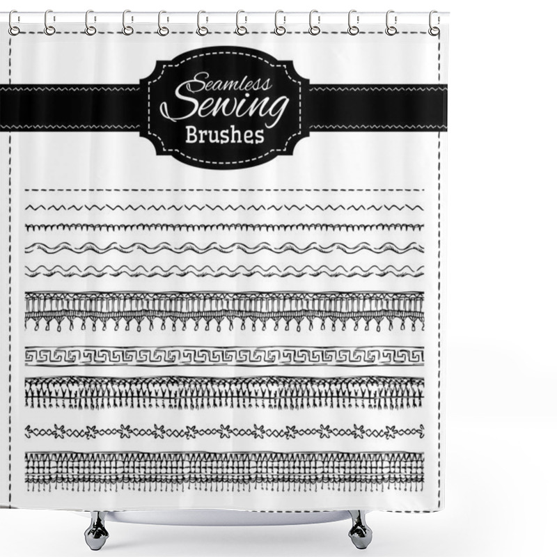 Personality  Vector Set Of Sewing Brushes.  Shower Curtains