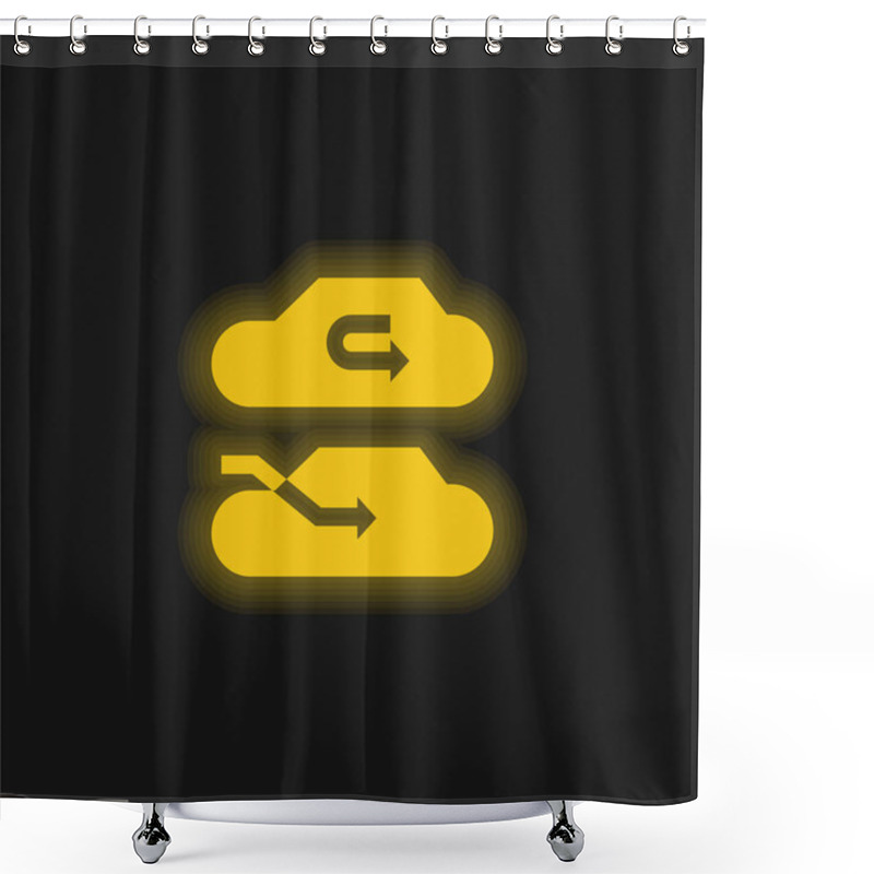 Personality  Air Conditioner Yellow Glowing Neon Icon Shower Curtains