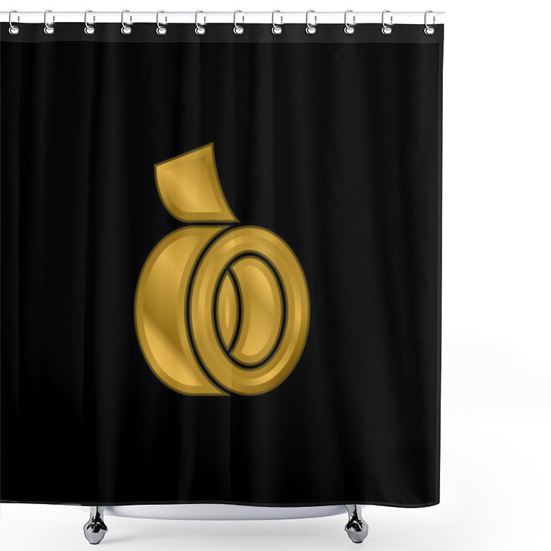 Personality  Adhesive Tape Gold Plated Metalic Icon Or Logo Vector Shower Curtains