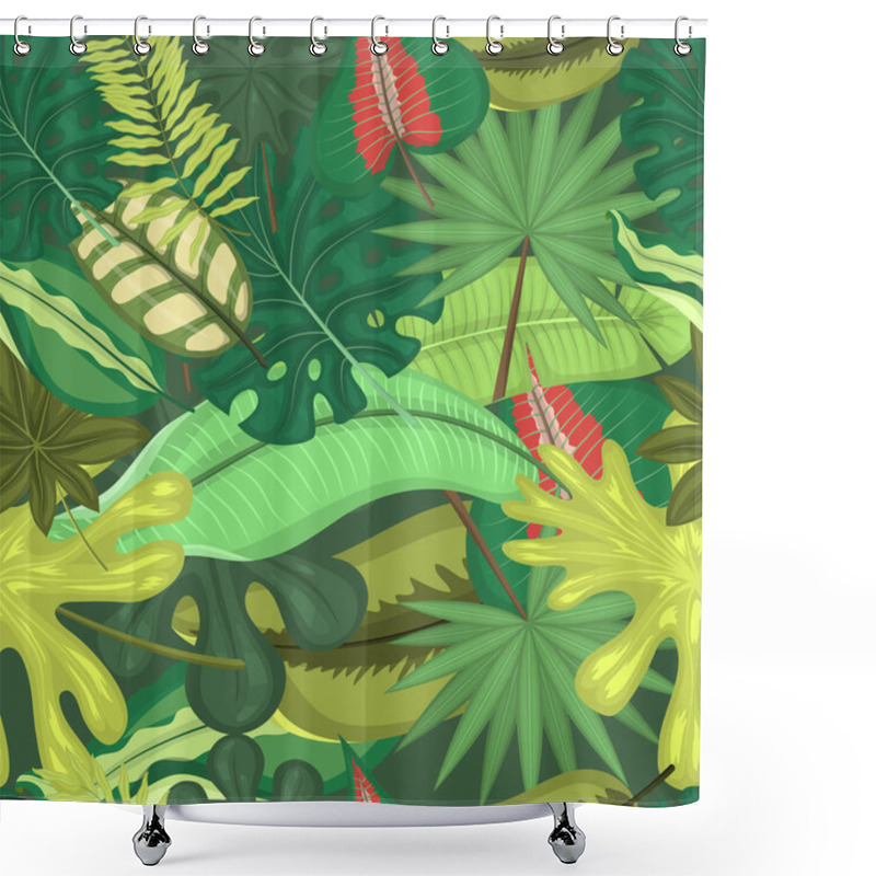 Personality  Tropical Leaves Seamless Pattern Vector Illustration. Summer Time. Amazing Palms. Jungle Leaves, Split Leaf, Philodendron Plant. Vacation And Rest In Nature. Rainforest Trees. Shower Curtains