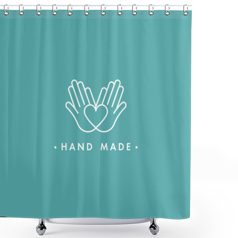 Personality  Vector Hand Made Labels And Badges In Linear Trendy Style - Hand Made Shower Curtains