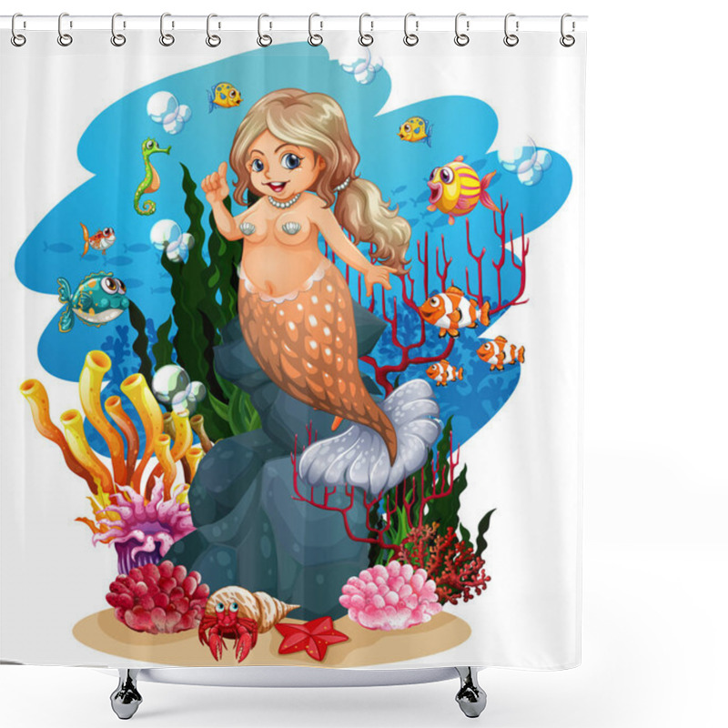 Personality  Mermaid And Fish Under The Sea Shower Curtains