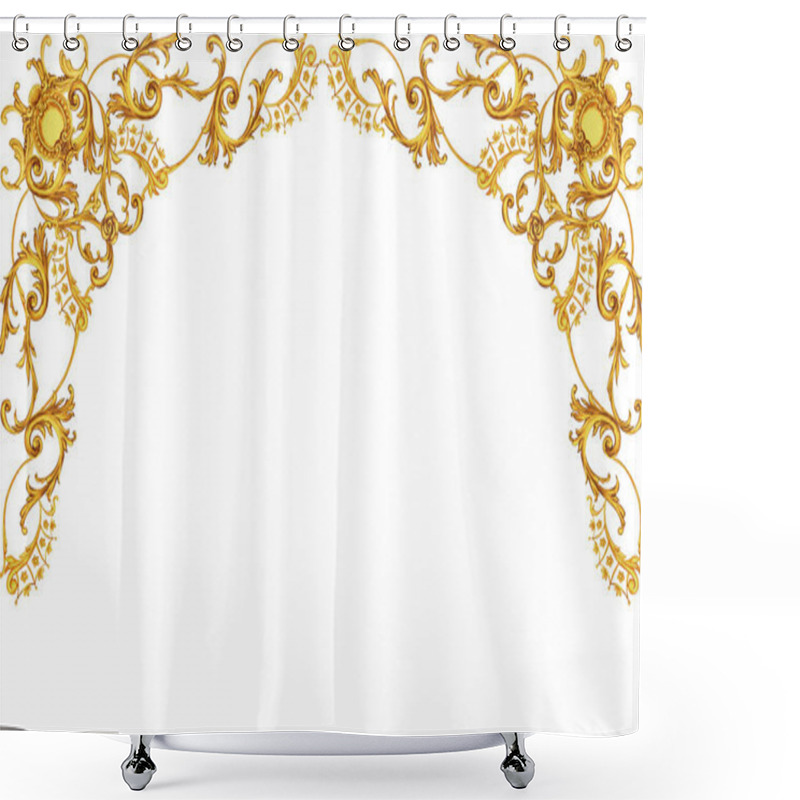 Personality  Golden Frame In Rococo Style Shower Curtains