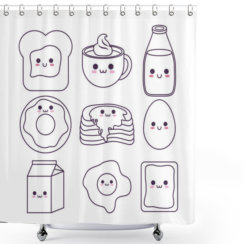 Personality  Kawaii Breakfast Food Design Shower Curtains