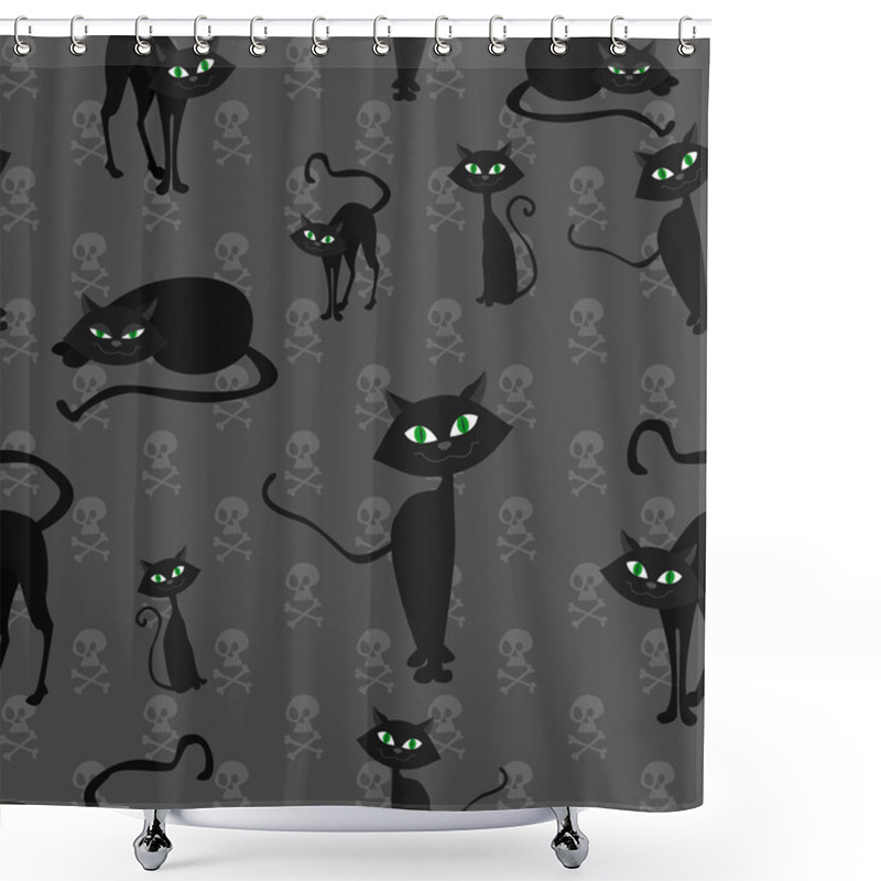 Personality  Cat Seamless Pattern - Illustration Shower Curtains