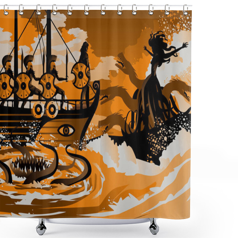 Personality  Between Scylla And Charybdis Myth Shower Curtains