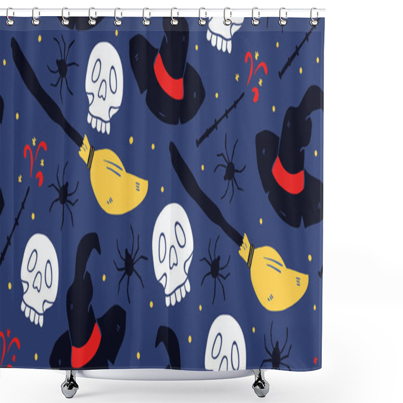 Personality  Witch Seamless Pattern, School Of Magic Doodle Shower Curtains