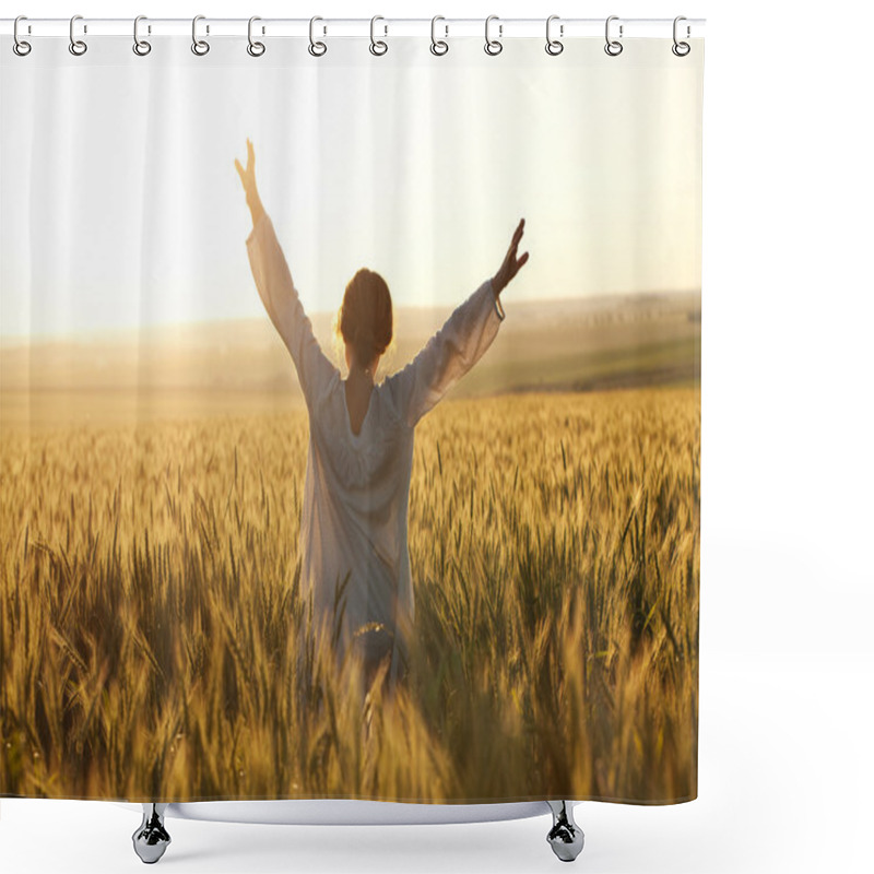 Personality  Woman With Arms Outstretched Shower Curtains