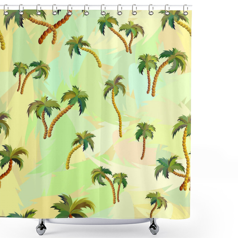 Personality  Vector Seamless Pattern With Palm Trees. Tropical Design  Shower Curtains