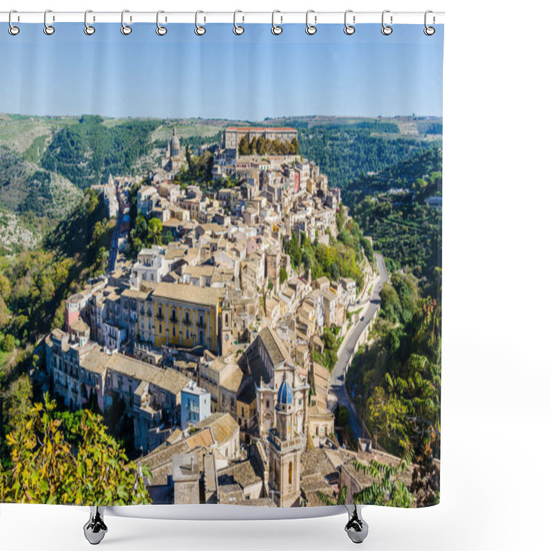 Personality  Panorama View Of Ragusa Ibla Medieval Town From Belvedere In Ragusa, Sicily, Italy. Shower Curtains