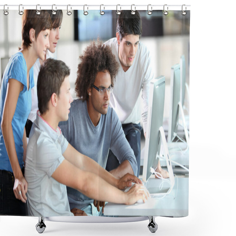 Personality  Group Of Young In Training Course Shower Curtains