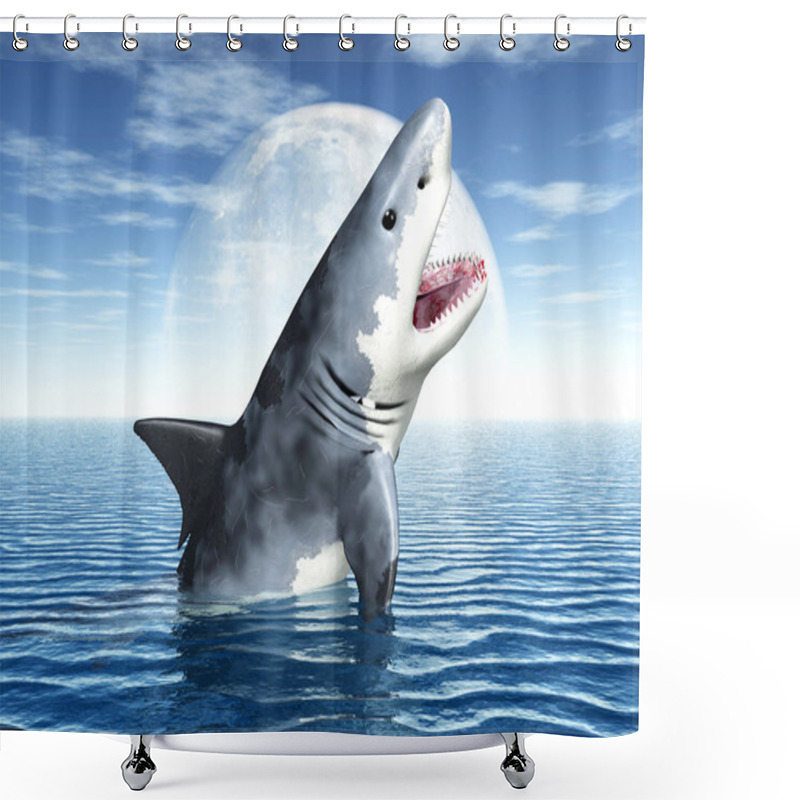 Personality  Great White Shark Shower Curtains