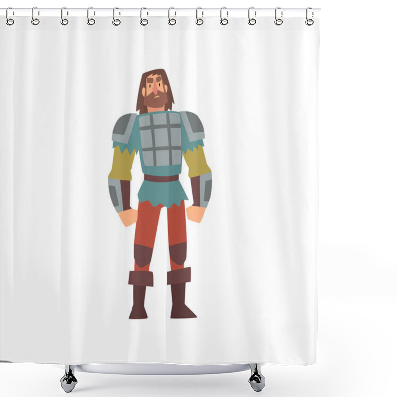 Personality  Barbarian Warrior On Amour, Medieval Historical Cartoon Character In Traditional Costume Vector Illustration Shower Curtains