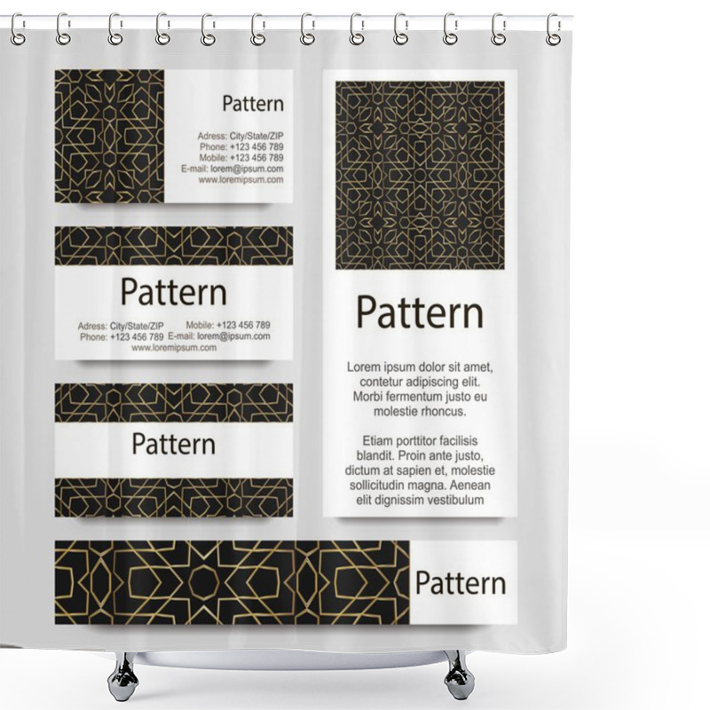 Personality  Business Cards Pattern With Islamic Morocco Ornament. Includes Seamless Pattern Shower Curtains