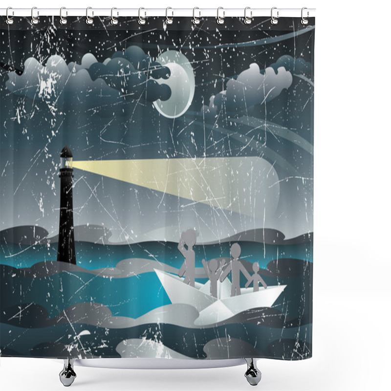 Personality  Refugees In Paper Boat Shower Curtains