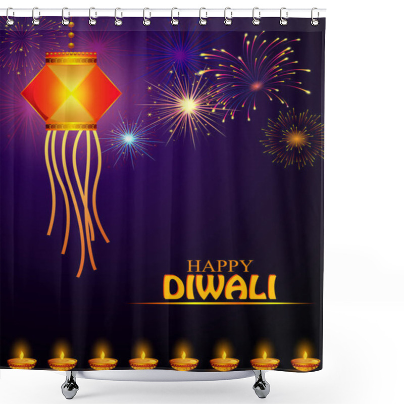 Personality  Decorated Diya For Happy Diwali Festival Holiday Celebration Of India Greeting Background Shower Curtains