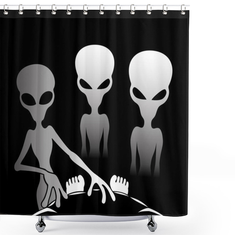 Personality  Three Alien. Shower Curtains