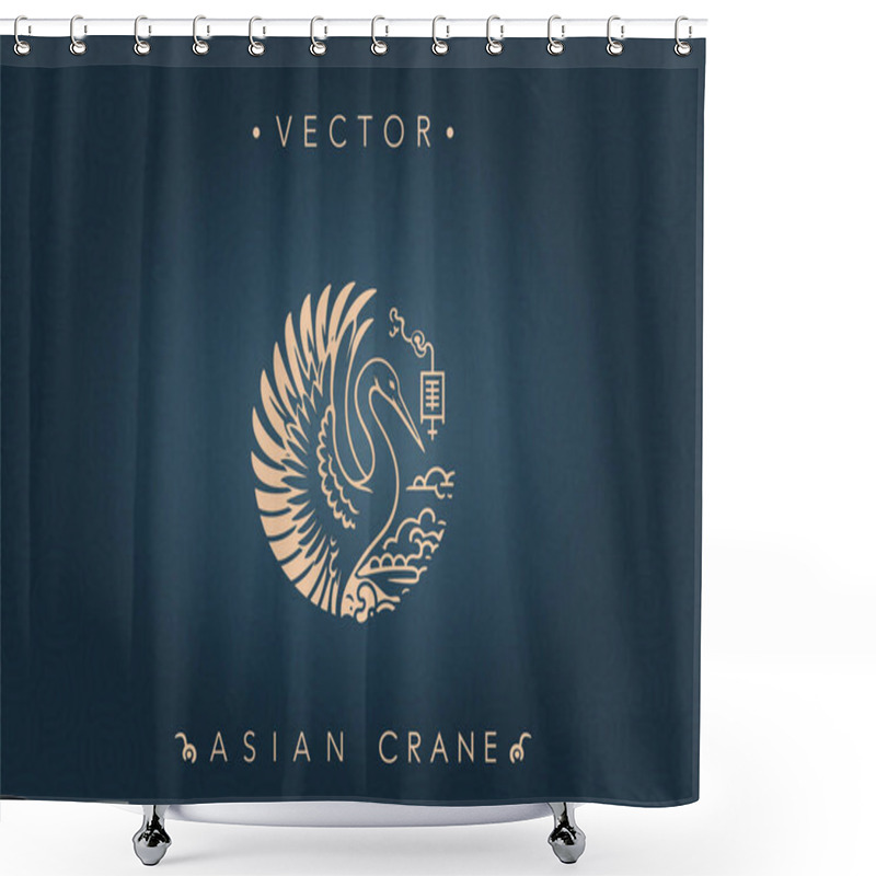 Personality  Asian Crane With Traditional Symbolism Artwork Shower Curtains