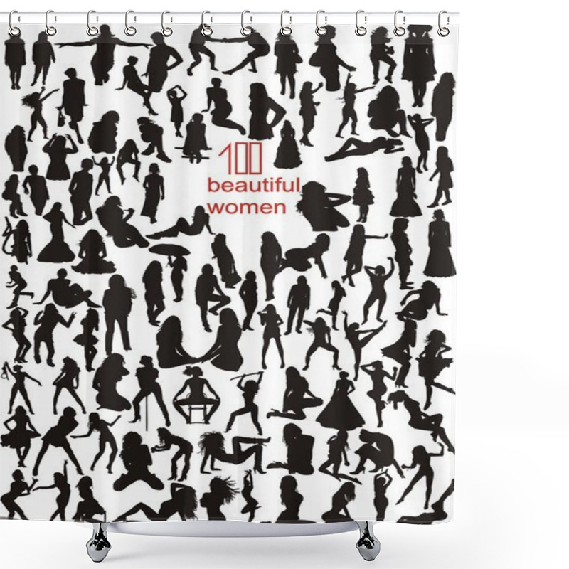 Personality  100 Silhouettes Of Women Shower Curtains