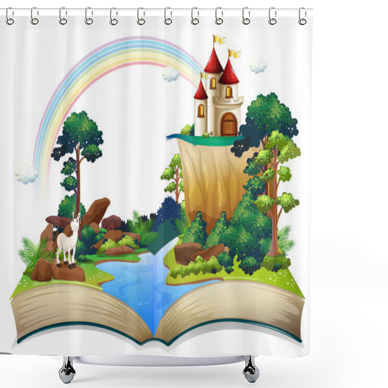 Personality  A Book With A Castle At The Forest Shower Curtains