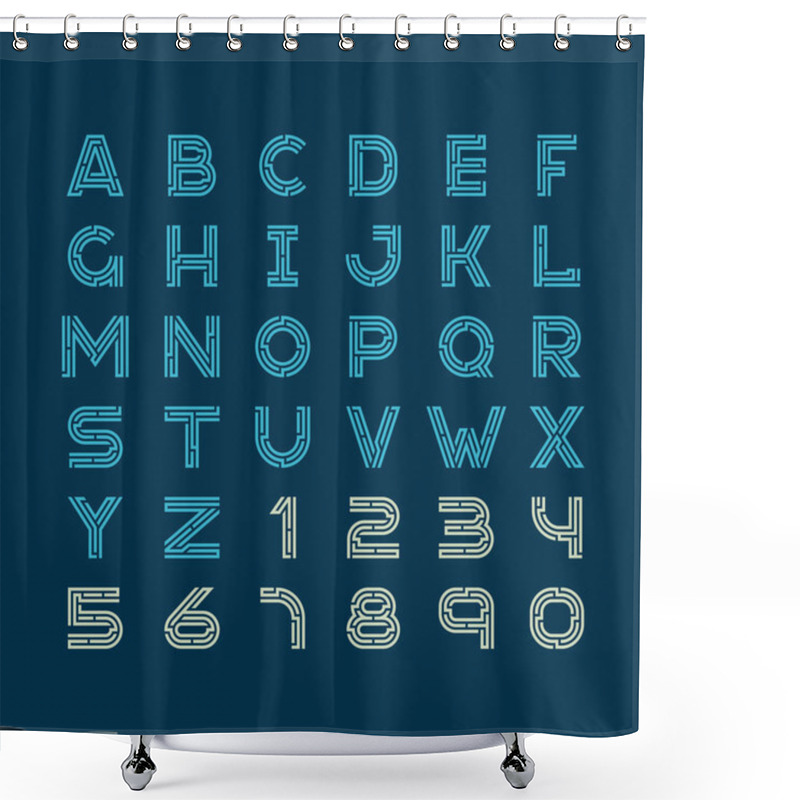 Personality  Maze Tech Letters Linear Style Font. Shower Curtains