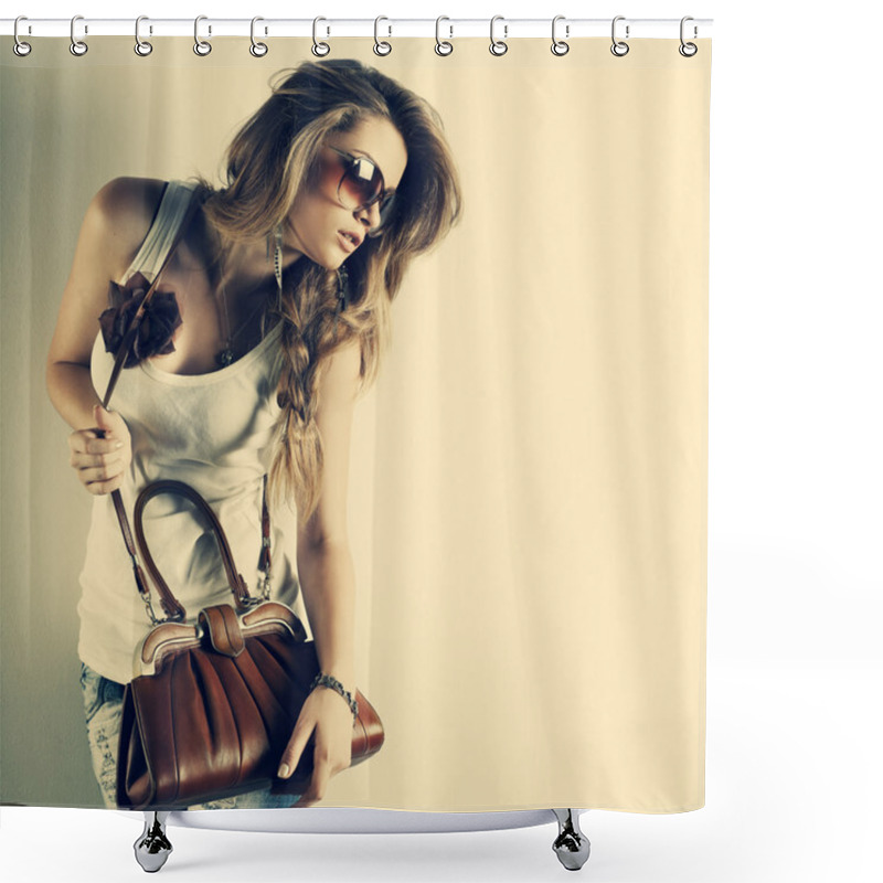 Personality  A Photo Of Beautiful Girl Is In Style Of Pinup, Glamur Shower Curtains