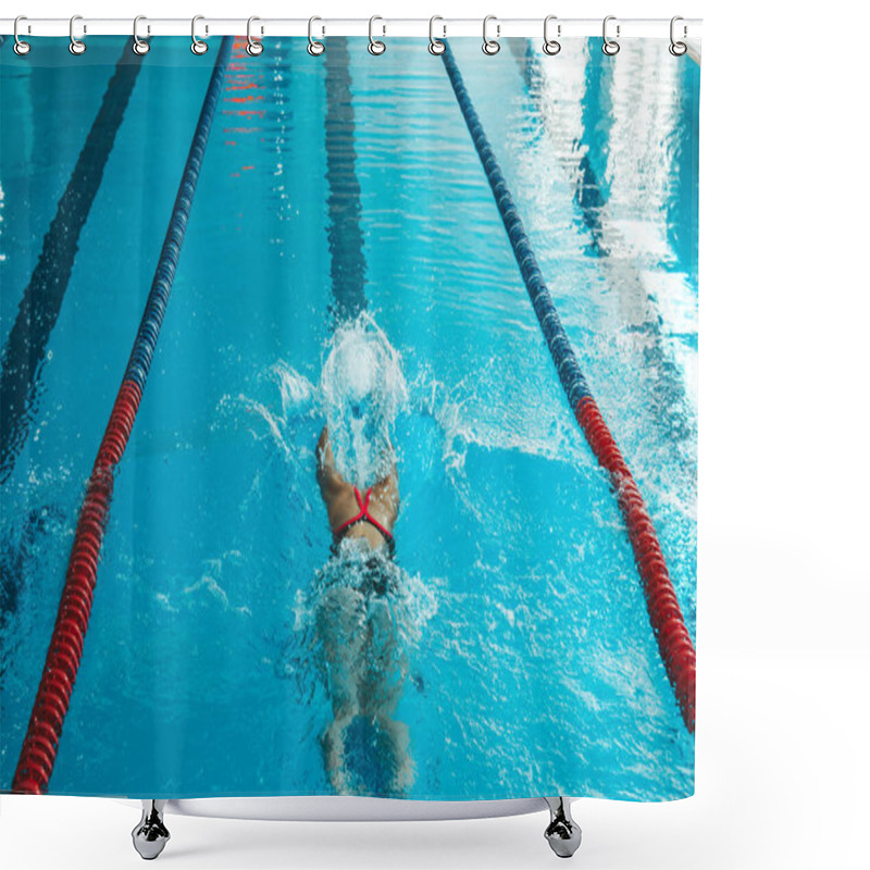 Personality  Successful Female Swimmer Swimming In The Pool. A Professional Athlete Is Determined To Win The Championship Shower Curtains