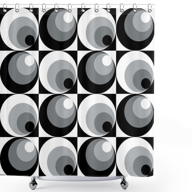 Personality  Circles In Circles Pattern In Grey Shower Curtains