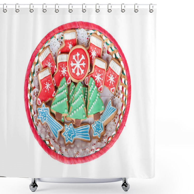 Personality  Delicious Cookies With Christmas Shapes Shower Curtains