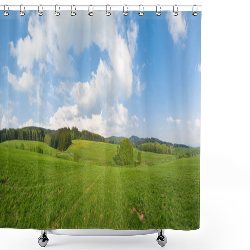 Personality  Landscape With Meadows And Forest Shower Curtains