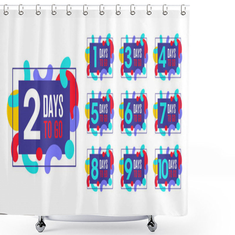 Personality  Number Of Days Left To Go, Badges Or Sticker Design, Flat Vector Design Shower Curtains