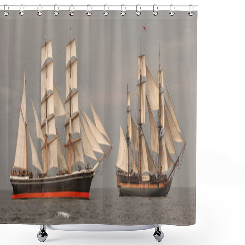 Personality  Tall Ships Profile Shower Curtains