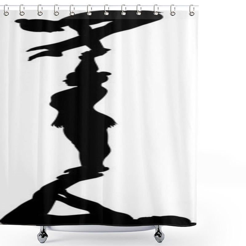 Personality  Gymnasts Acrobats Vector Black Silhouette On Black Background. Gymnasts Acrobats Vector Shower Curtains