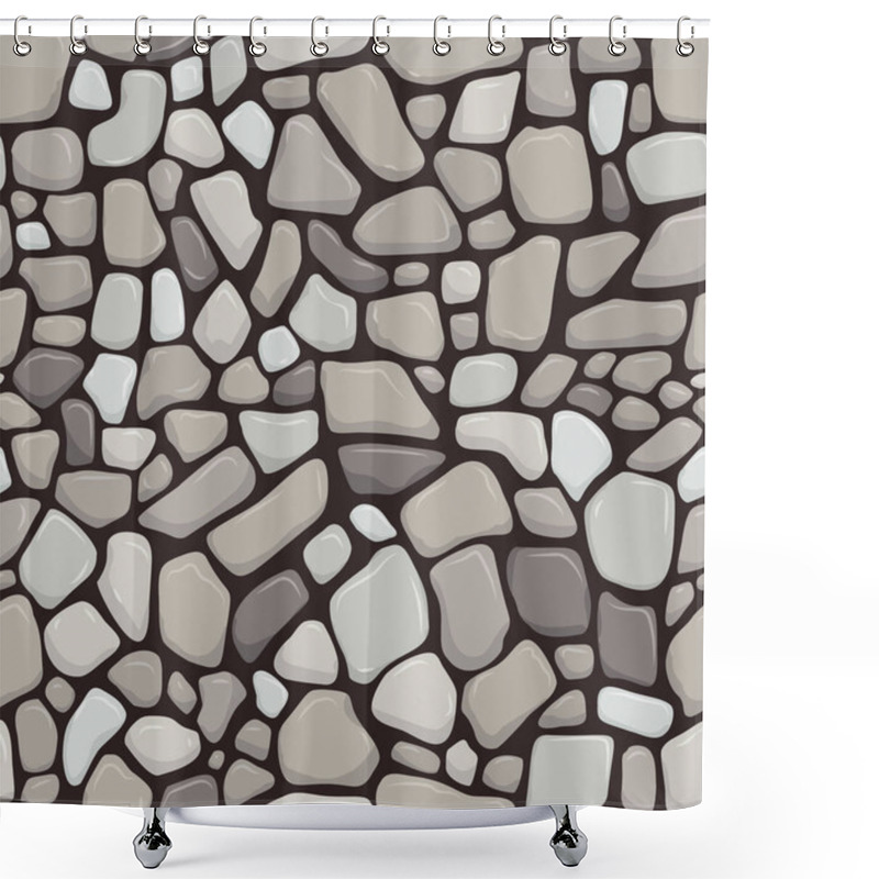 Personality  Seabed Seamless Pattern Realistic Stone Floor Texture Stonewall Background Vector Illustration Shower Curtains