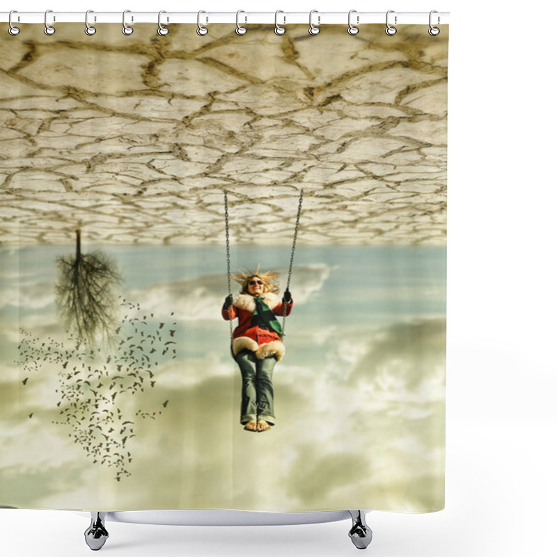 Personality  Woman On Swing Outdoors Shower Curtains