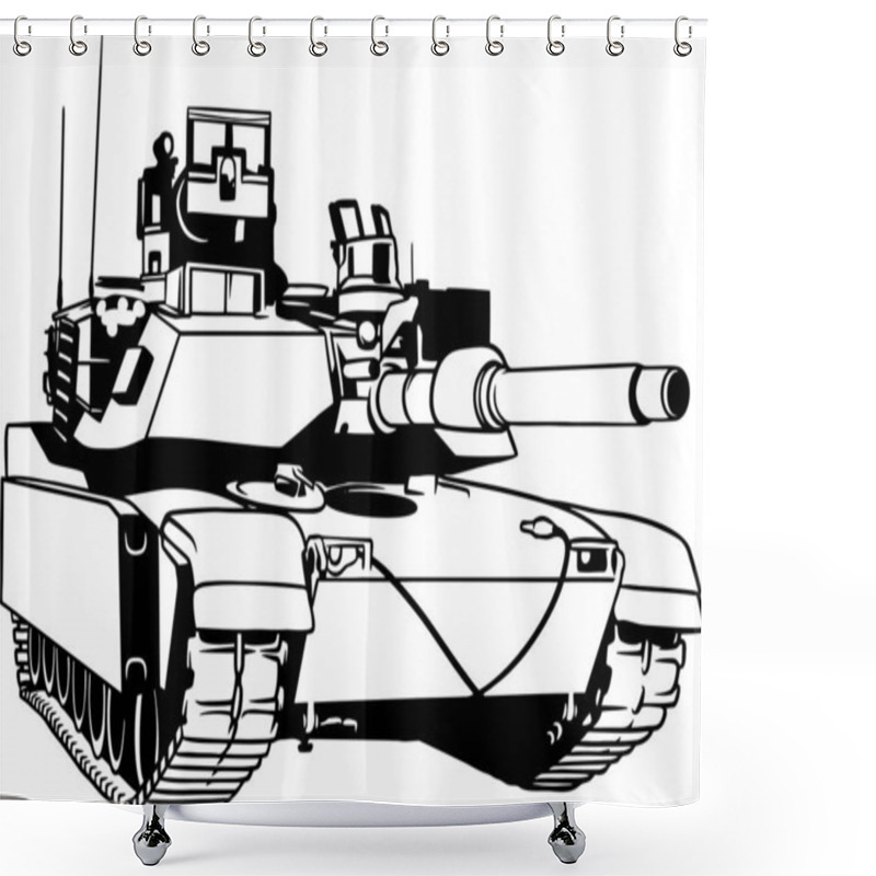 Personality  American Battle Tank. Abrams Tank. Army Tank. Vector Illustration. Shower Curtains