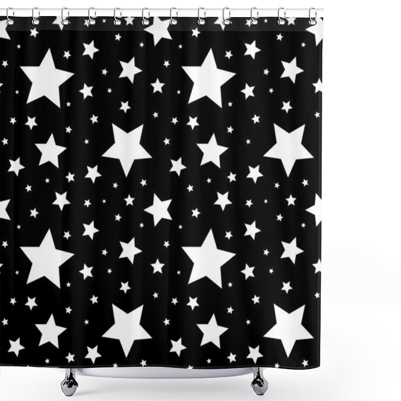 Personality  Seamless Pattern With White Stars On Black. Vector Illustration. Shower Curtains