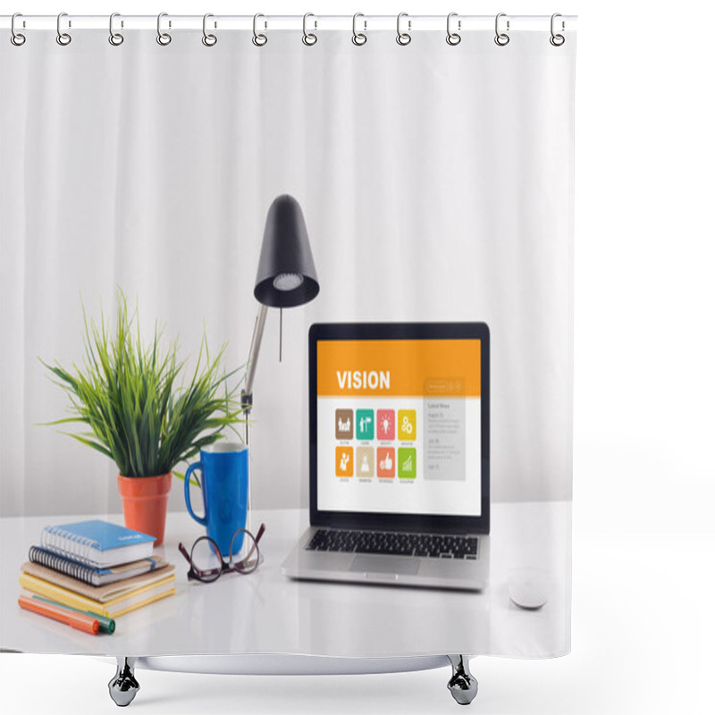 Personality  Laptop With Vision On Screen Shower Curtains