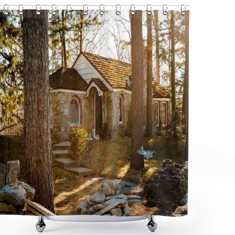 Personality  Earl Young Mushroom House, A Local Tourist Attraction In Charlevoix Michigan Shower Curtains