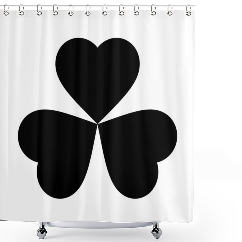 Personality  Black Shamrock Three Leaf Vector Silhouette Shower Curtains