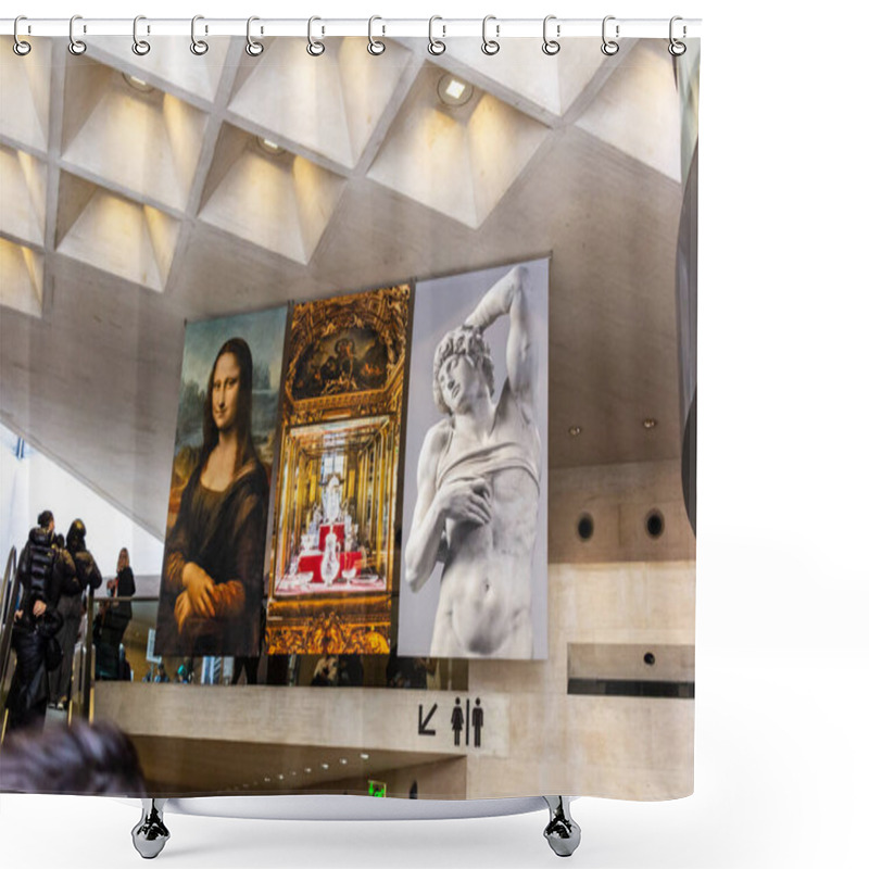 Personality  Paris, France, 9 November 2024: Iconic Artworks In Louvre Museum Interior Shower Curtains