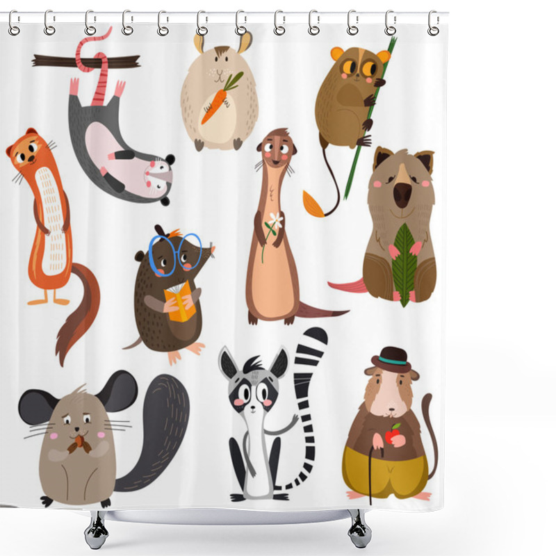 Personality  Mammals In Cartoon Style Shower Curtains