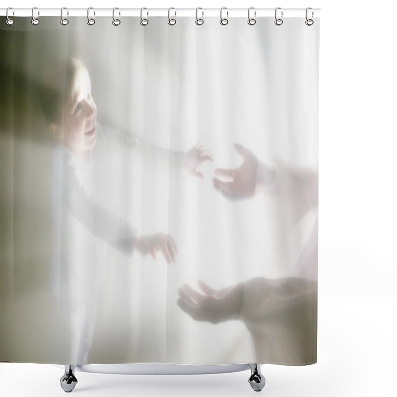 Personality  Boy Reaches Out For Jesus' Hands Shower Curtains