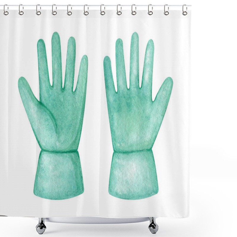 Personality  Pair Of Isolated Gloves On White Background. Illustration Of Two Protective Garden Tools. Safety Clothing For Horticulture Work. Shower Curtains