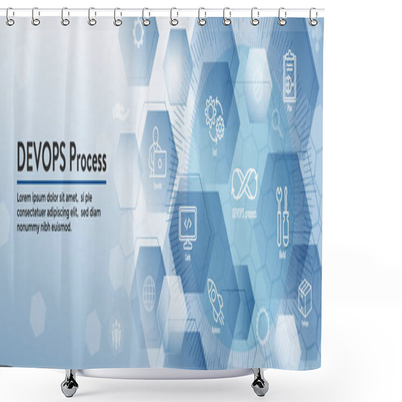 Personality  DevOps Icon Set - Dev Ops Web Header Banner Shower Curtains