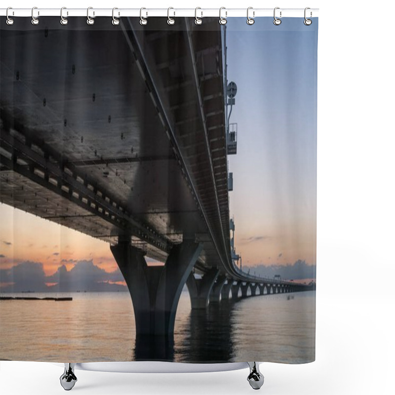 Personality  View Of Tokyo Bay Aqua Line In Sunset Shower Curtains